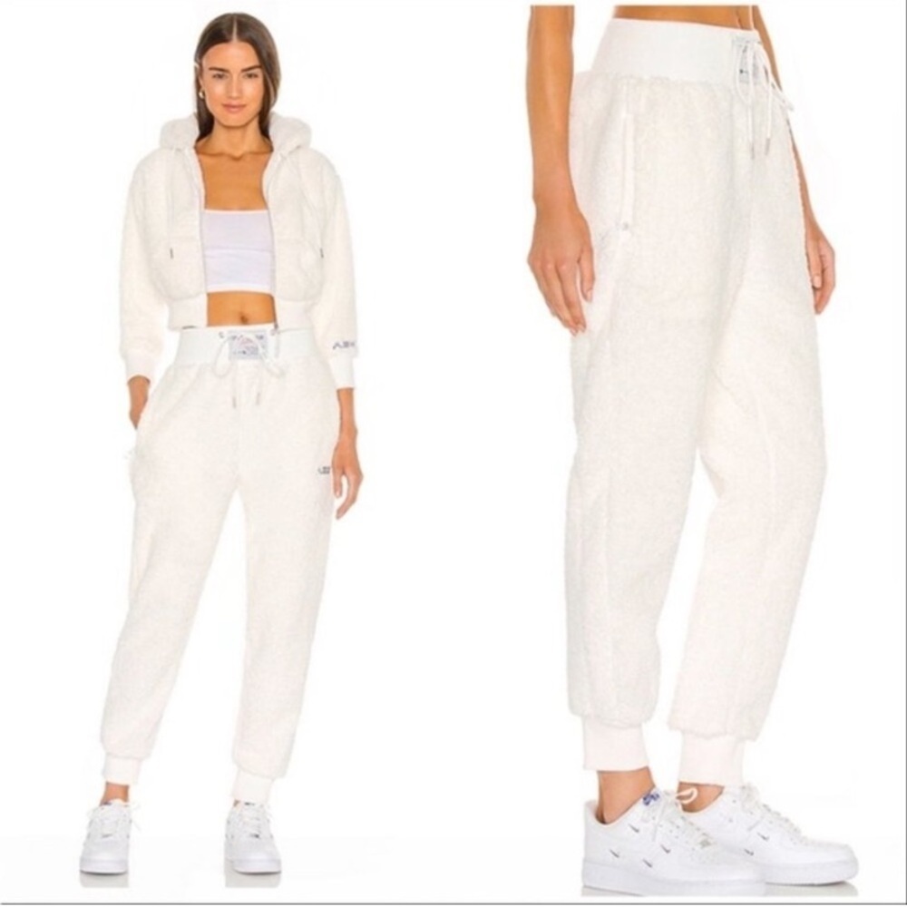 Adam Selman Sport White Fleece High Waisted Jogger 120$Nwt active winter revolve